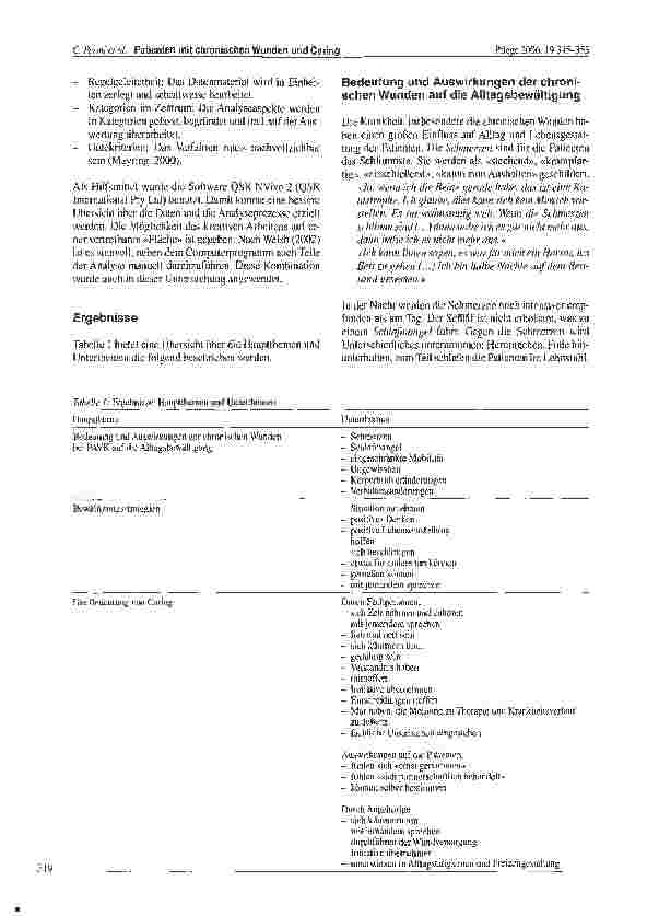 Vorschauseite 5: Die Bedeutung von Caring aus der Sicht von Patienten mit chronischen Wunden bei Peripher Arteriellen Verschlusskrankheiten
