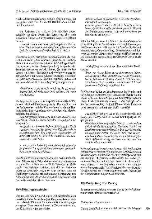 Vorschauseite 6: Die Bedeutung von Caring aus der Sicht von Patienten mit chronischen Wunden bei Peripher Arteriellen Verschlusskrankheiten