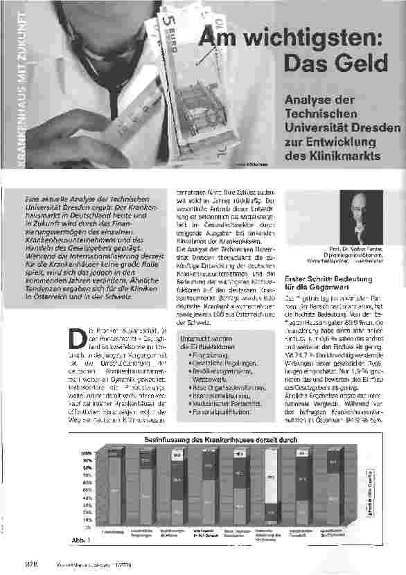 Vorschauseite 1: Am wichtigsten: Das Geld - Analyse der Technischen Universität Dresden zur Entwicklung des Klinikmarkts