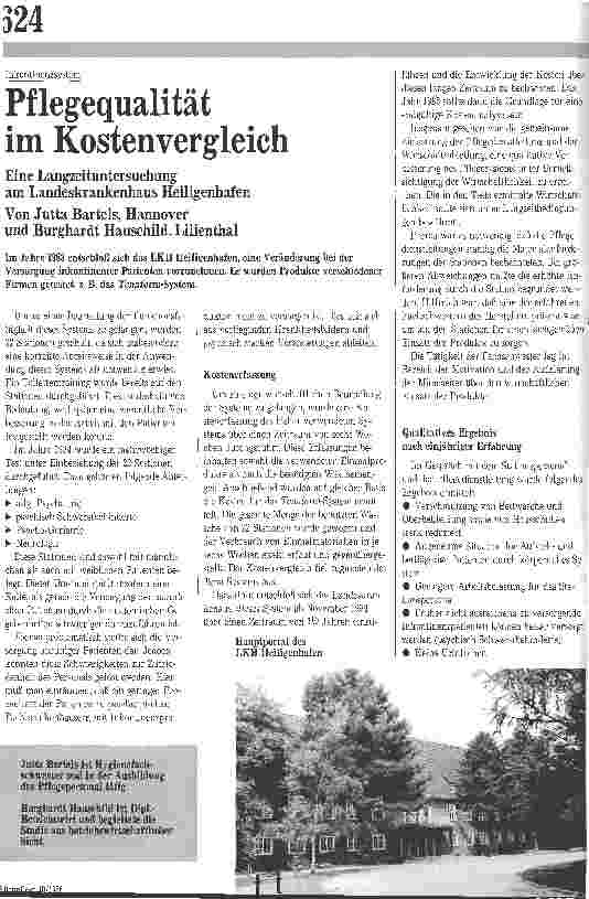 Vorschauseite 1: Pflegequalität im Kostenvergleich Langzeituntersuchung im Landeskrankenhaus Heiligenhafen