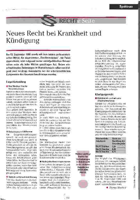 Vorschauseite 1: Neues Recht bei Krankheiten und Kündigung