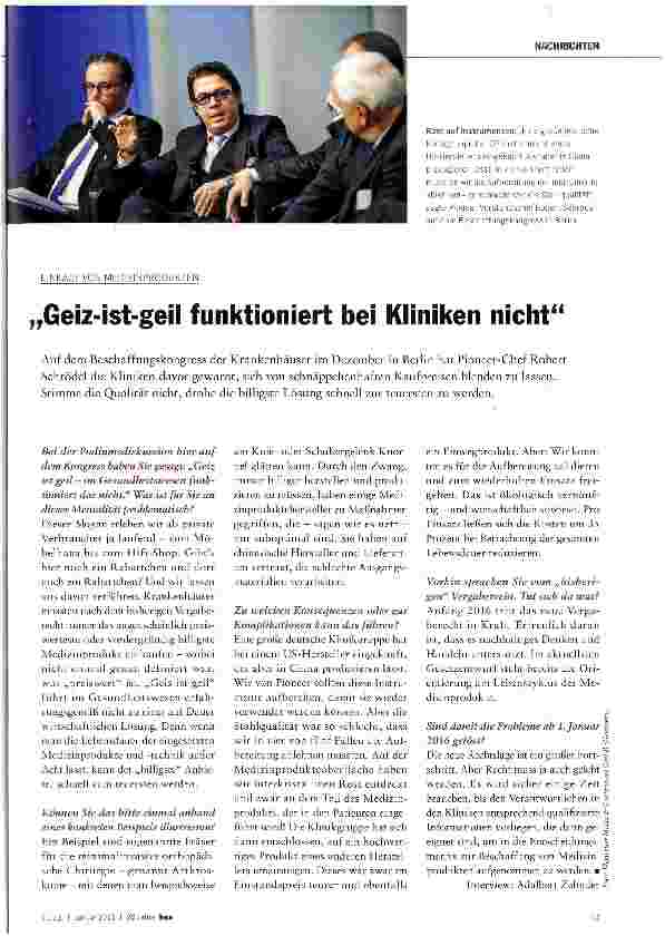 Vorschauseite 1: Geiz-ist-geil funktioniert bei Kliniken nicht