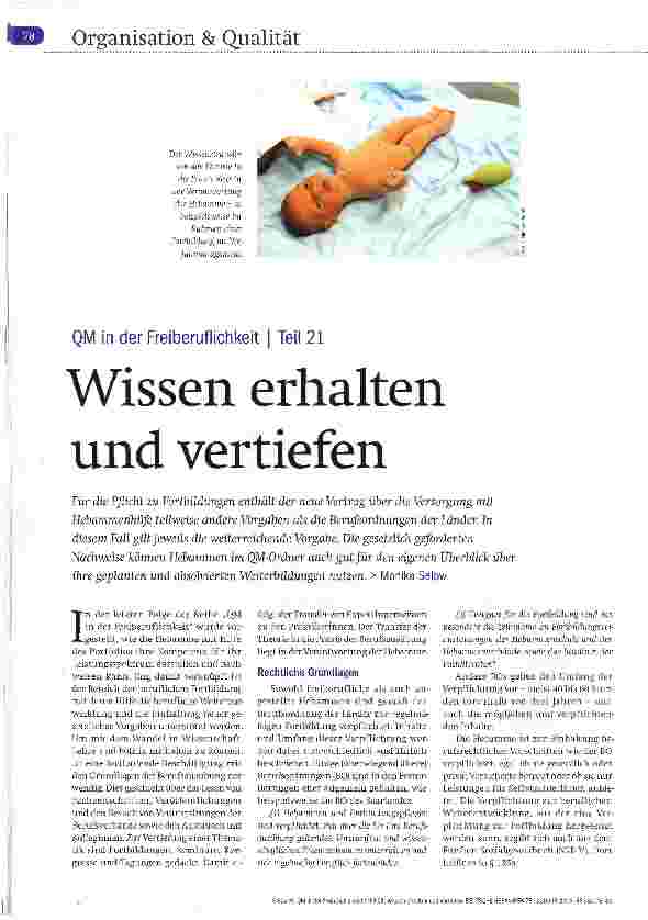 Vorschauseite 1: QM in der Freiberuflichkeit Teil 21 Wissen erhalten und vertiefen
