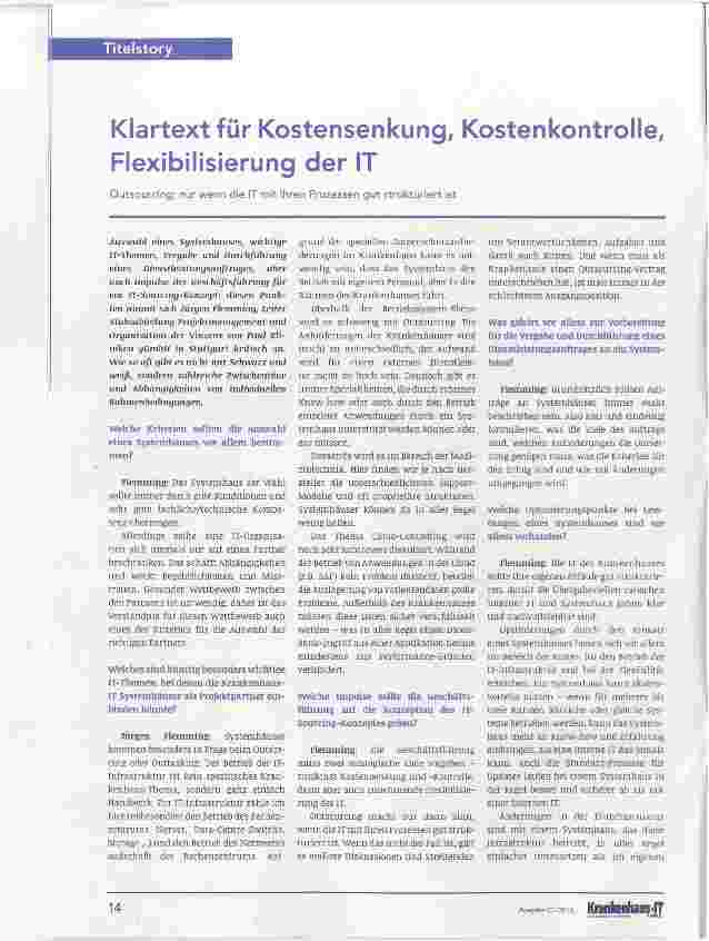 Vorschauseite 1: Klartext für Kostensenkung, Kostenkontrolle, Flexibilisierung der IT