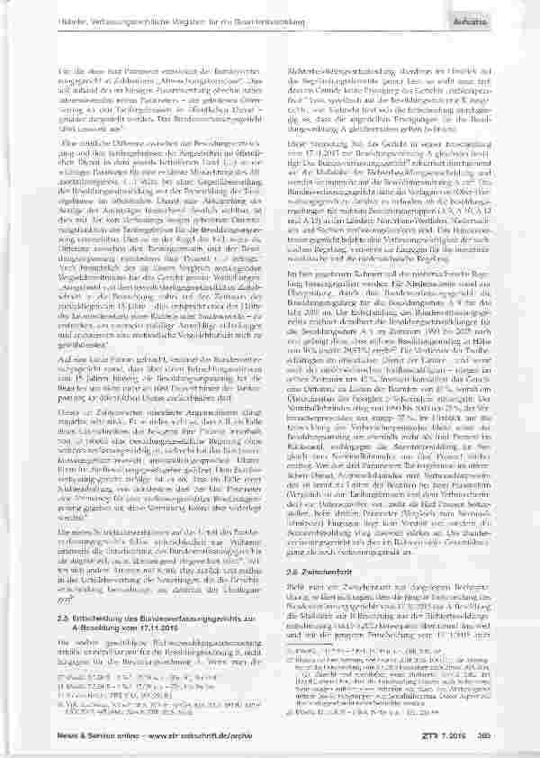 Vorschauseite 4: Verfassungsrechtliche Vorgaben für die Beamtenbesoldung, insbesondere im Hinblick auf die Orientierung der Beamtenbesoldung an der tariflichen Gehaltsentwicklung