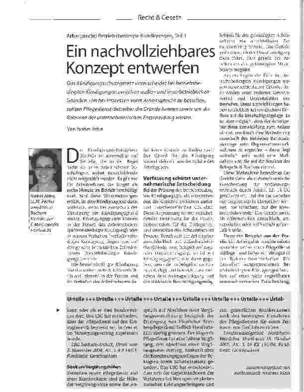 Vorschauseite 1: Arbeitsrecht: Betriebsbedingte Kündigungen, Teil 1Ein nachvollziehbares Konzept entwerfen