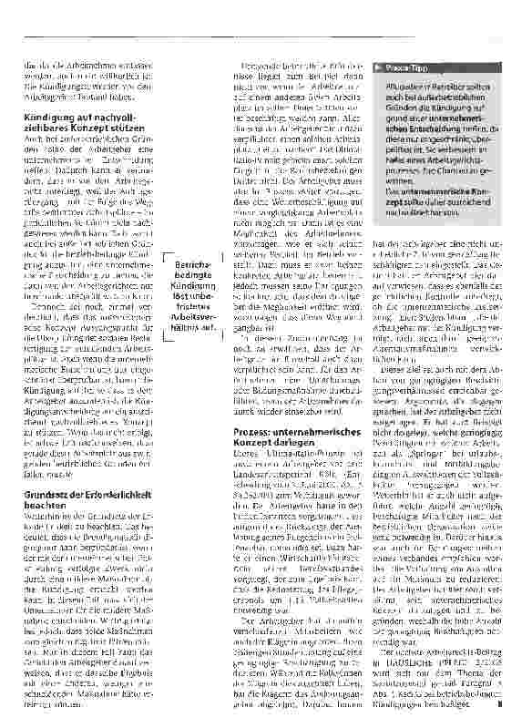 Vorschauseite 2: Arbeitsrecht: Betriebsbedingte Kündigungen, Teil 1Ein nachvollziehbares Konzept entwerfen