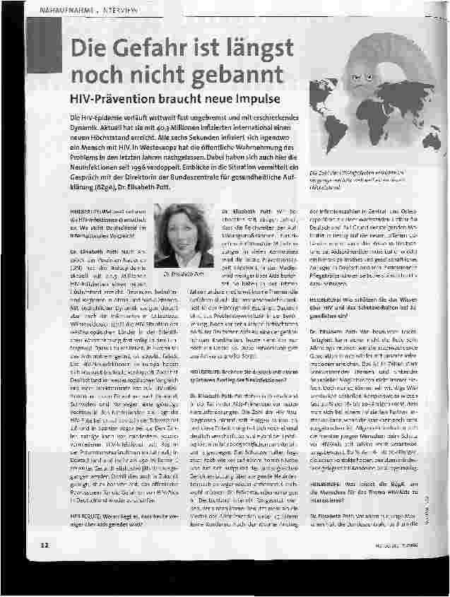 Vorschauseite 1: Die Gefahr ist längst noch nicht gebanntHIV-Prävention braucht neue Impulse