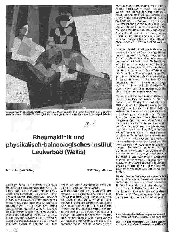 Vorschauseite 1: Rheumaklinik u.physikalisch-balneologisches Institut Leukerbad (Wallis