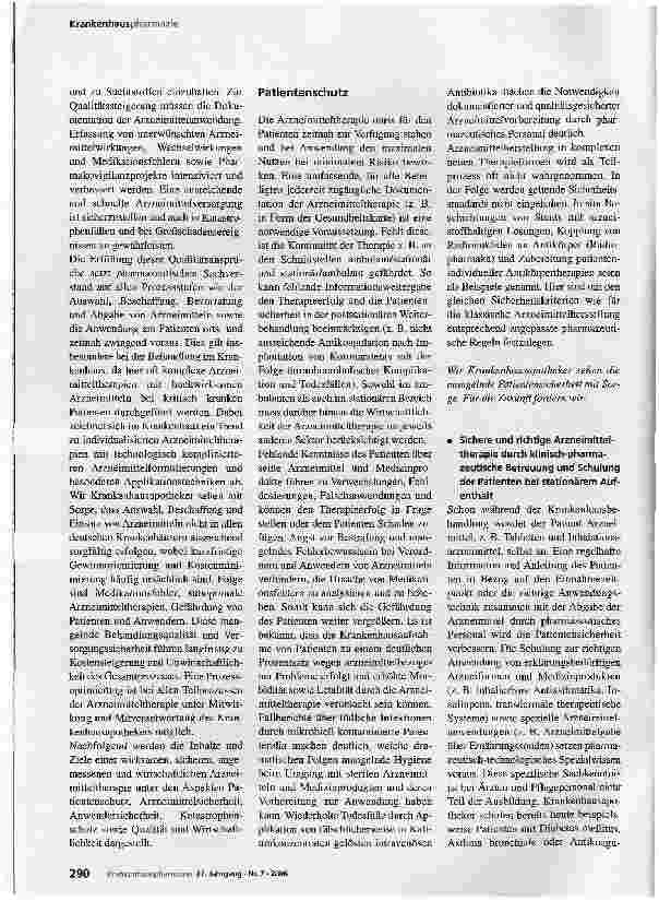 Vorschauseite 2: Arzneimitteltherapieder Patienten im Krankenhaus