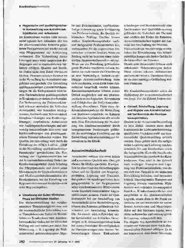 Vorschauseite 4: Arzneimitteltherapieder Patienten im Krankenhaus