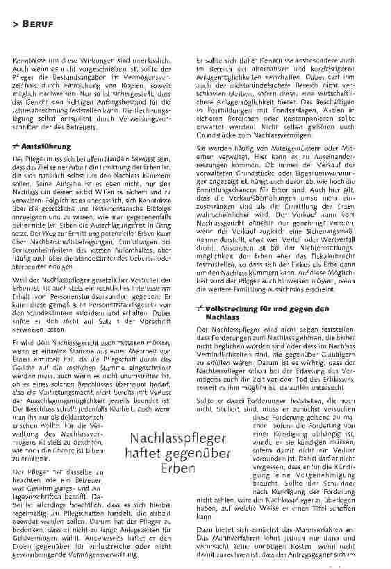 Vorschauseite 3: Berufliche Perspektiven Der Betreuer als Nachlasspfleger