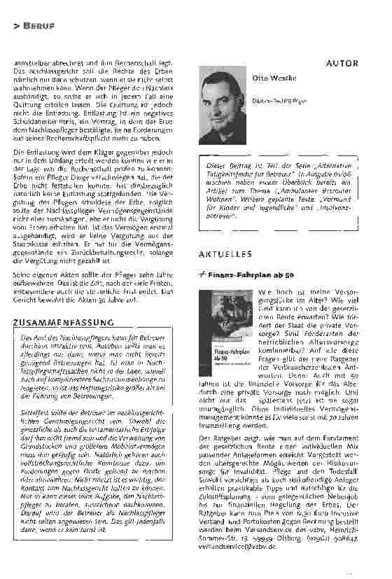 Vorschauseite 5: Berufliche Perspektiven Der Betreuer als Nachlasspfleger