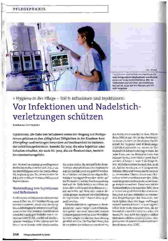 Vorschauseite 1: Vor Infektionen und Nadelstichverletzungen schützen