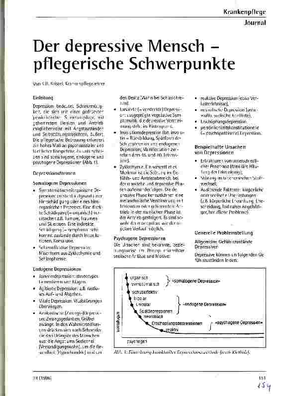 Vorschauseite 1: Der depressive Mensch - pflegerische Schwerpunkte