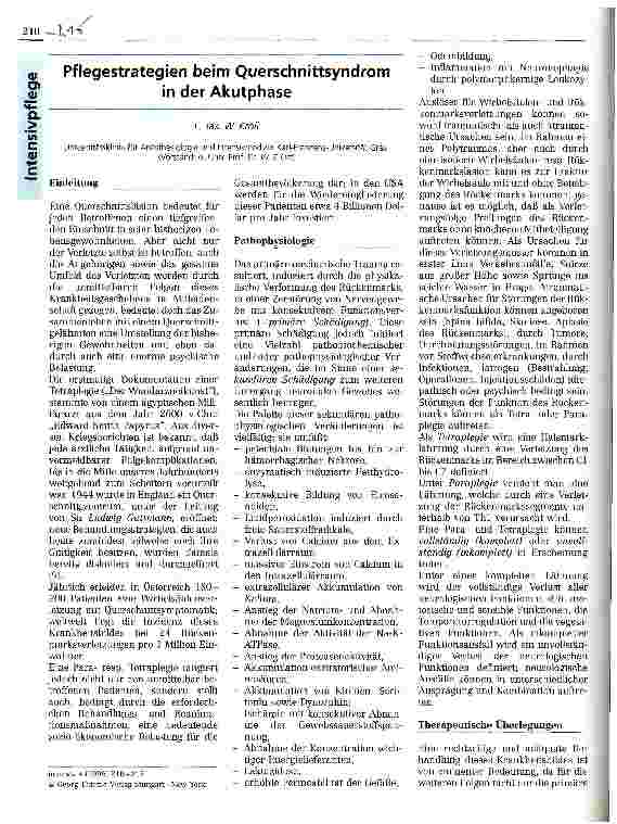 Vorschauseite 1: Pflegestrategien beim Querschnittsyndrom in der Akutphase