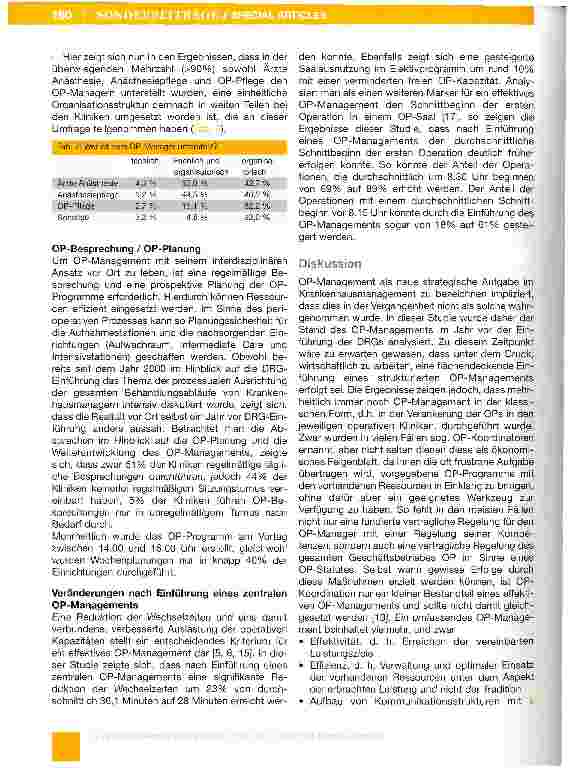 Vorschauseite 4: Entwicklungsstand im OP-Management