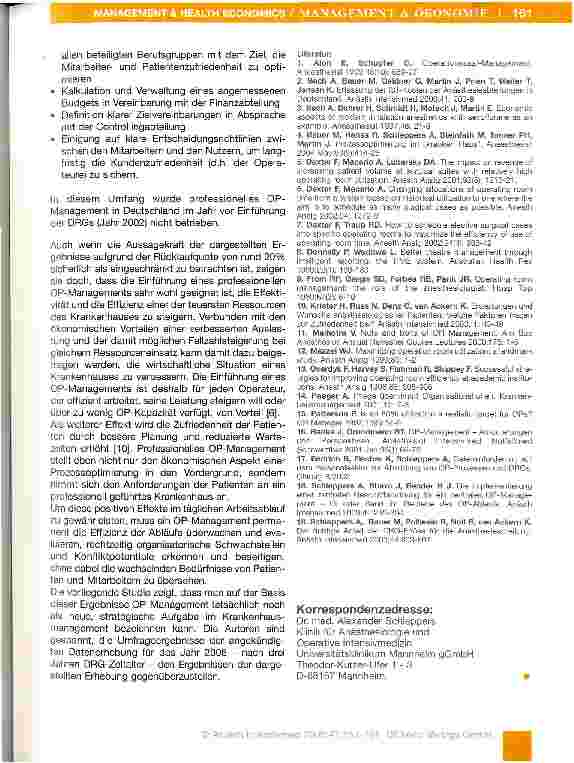 Vorschauseite 5: Entwicklungsstand im OP-Management
