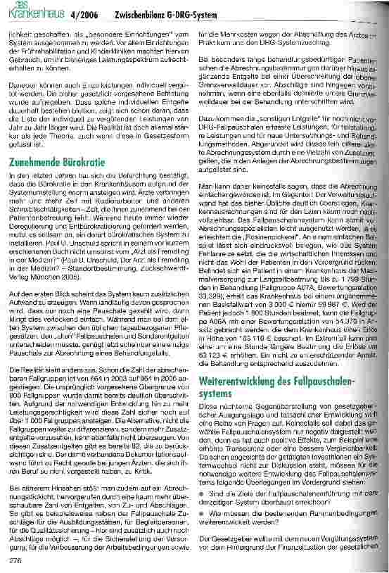 Vorschauseite 2: Drei Jahre G-DRG-System - Zwischenbilanz und Ausblick