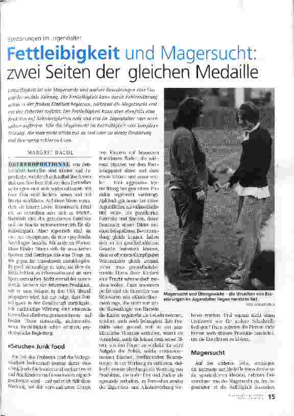 Vorschauseite 1: Fettleibigkeit und Magersucht: zwei Seiten der gleichen Medaille