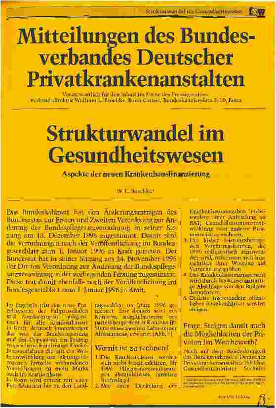 Vorschauseite 1: Strukturwandel im Gesundheitswesen Aspekte der neuen Krankenhausfinanzierung