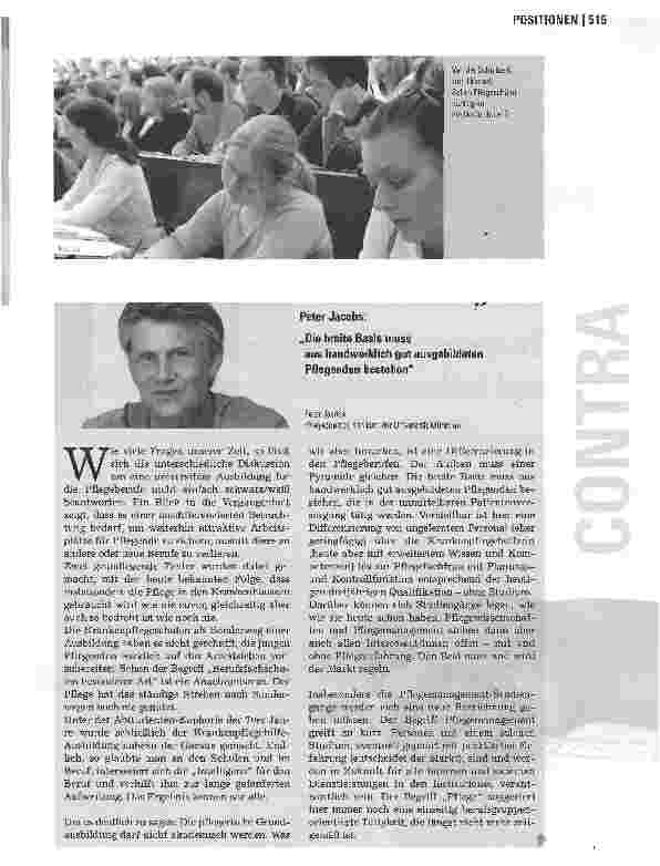 Vorschauseite 2: Soll die Pflegeausbildung an die Hochschulen?
