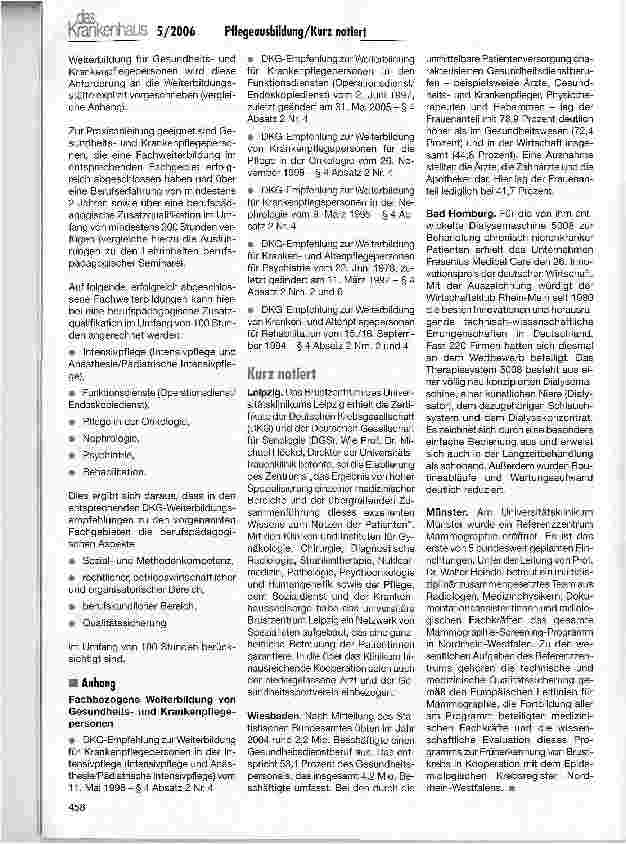 Vorschauseite 3: Pflegeausbildung- DKG-Positionspapier zur Praxisanleitung und Praxisbegleitung auf der Grundlage des Krankenpflegegesetzes vom 16. Juli 2003