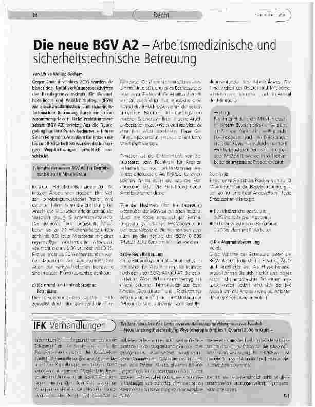 Vorschauseite 1: Die neue BGV A2 - Arbeitsmedizinische und sicherheitstechnische Betreuung