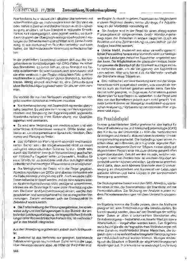 Vorschauseite 4: Zentrenbildung und Krankenhausplanung - Ein Vorschlag zur methodischen Vorgehensweise