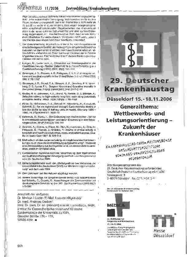 Vorschauseite 6: Zentrenbildung und Krankenhausplanung - Ein Vorschlag zur methodischen Vorgehensweise