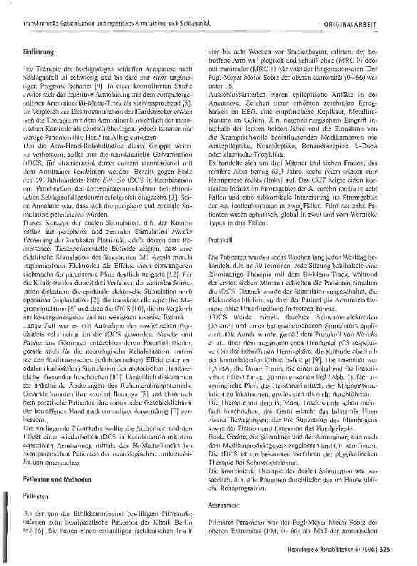 Vorschauseite 2: Transkranielle Galvanisation und repetitives Armtraining nach Schlaganfall: Eine neue Behandlungsmethode?