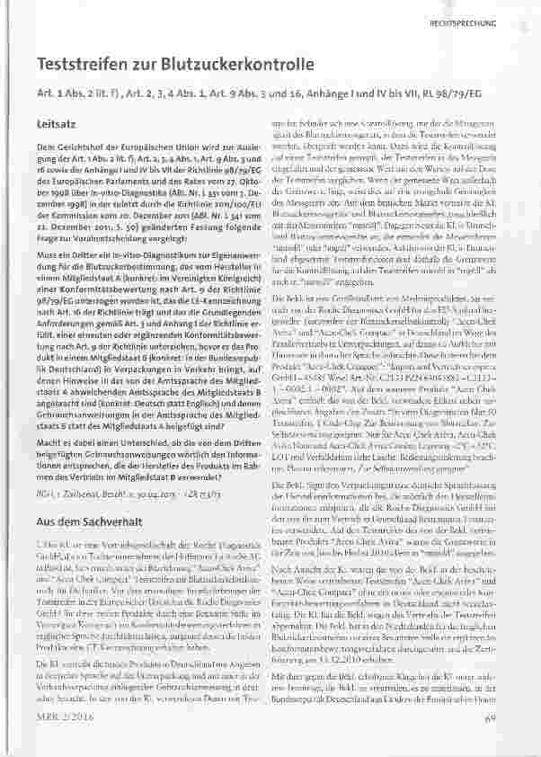 Vorschauseite 1: Teststreifen zur Blutzuckerkontrolle
