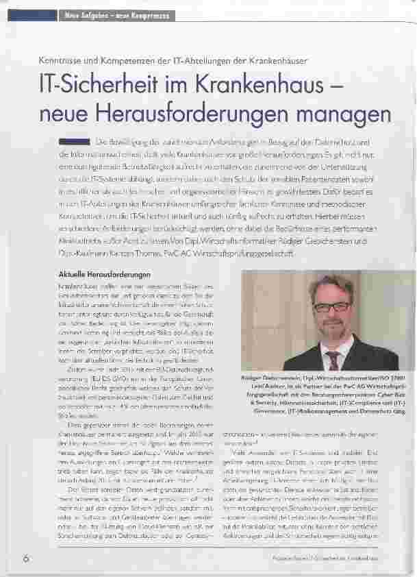 Vorschauseite 1: IT-Sicherheit im Krankenhaus neue Herausforderungen managen