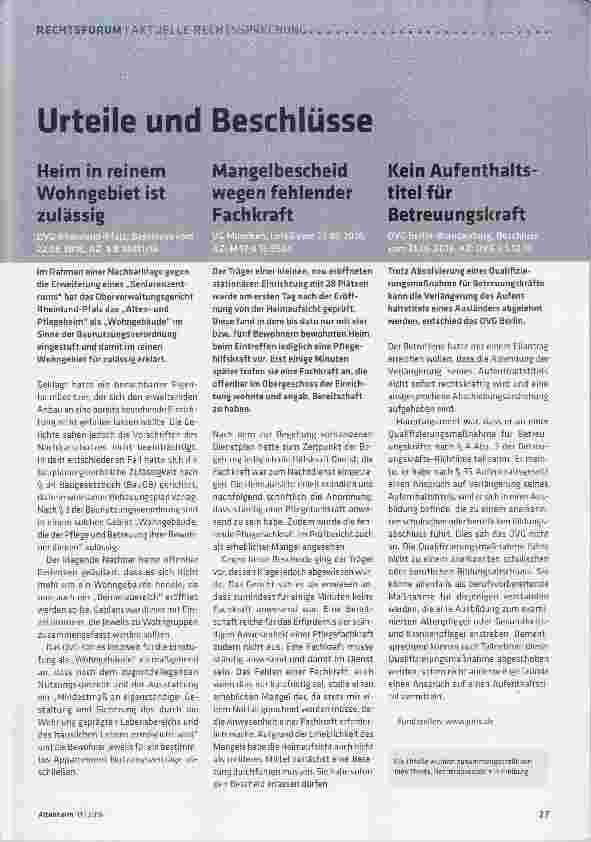 Vorschauseite 1: Urteile und Beschlüsse