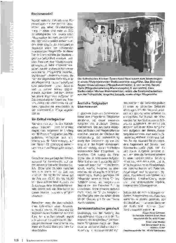 Vorschauseite 3: Service und Pflege konsequent getrenntPilotprojekt Stationsservice der Katholischen KlinikenEssen-Nord-West