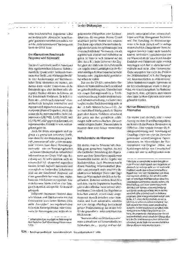 Vorschauseite 4: Ein Kommentar aus regulatorischer Sicht zum Beitrag: Die Risikobewertung von Kanzerogenen und die Wirkungsschwelle, Teil I bis III