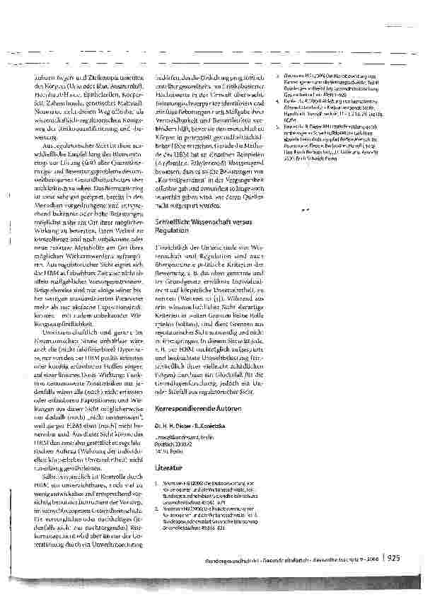 Vorschauseite 5: Ein Kommentar aus regulatorischer Sicht zum Beitrag: Die Risikobewertung von Kanzerogenen und die Wirkungsschwelle, Teil I bis III