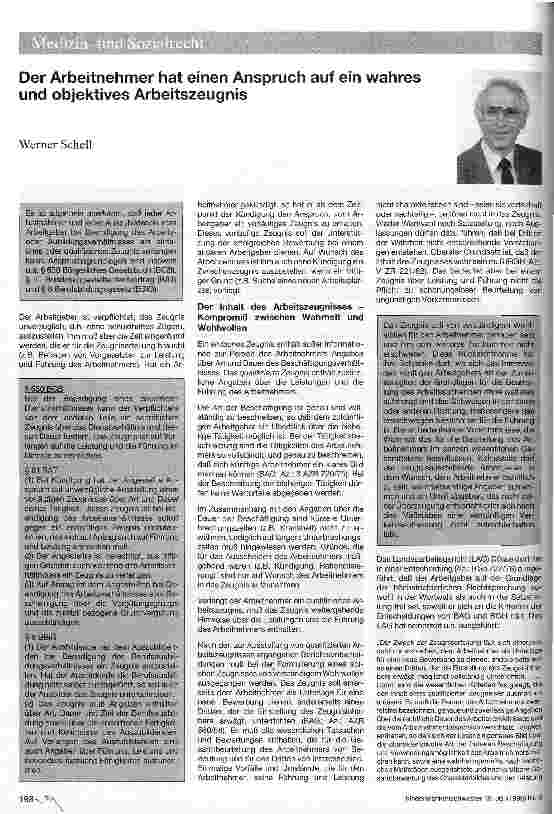 Vorschauseite 1: Der Arbeitnehmer hat einen Anspruch auf ein wahres und objektives Arbeitrszeugnis