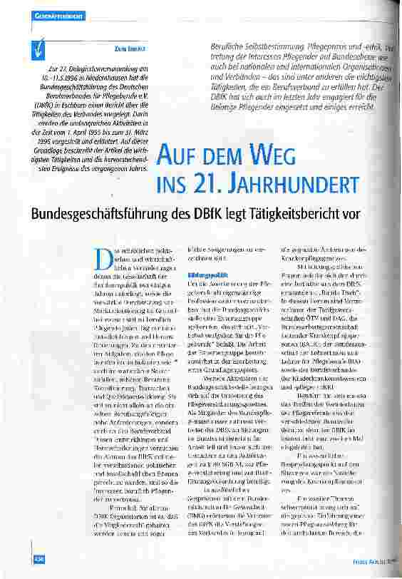 Vorschauseite 1: Auf dem Weg ins 21. Jahrhundert