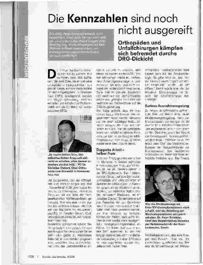 Vorschauseite 1: Die Kennzahlen sind noch nicht ausgereiftOrthopäden und Unfallchirurgen kämpfen sich befremdet durchs DRG-Dickicht