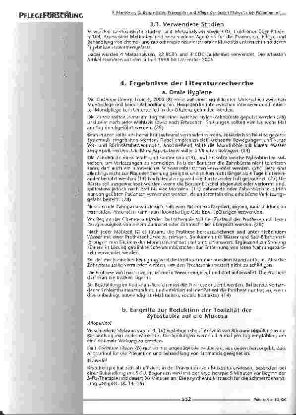 Vorschauseite 3: Prävention und Pflege der oralen Mukositis bei Patienten mit Chemound Radiotherapie. Literaturrecherche und Erarbeitung eines Pflegestandards