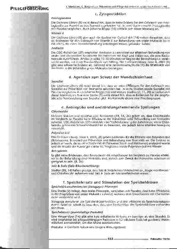 Vorschauseite 4: Prävention und Pflege der oralen Mukositis bei Patienten mit Chemound Radiotherapie. Literaturrecherche und Erarbeitung eines Pflegestandards