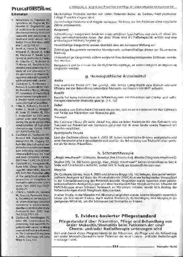 Vorschauseite 5: Prävention und Pflege der oralen Mukositis bei Patienten mit Chemound Radiotherapie. Literaturrecherche und Erarbeitung eines Pflegestandards