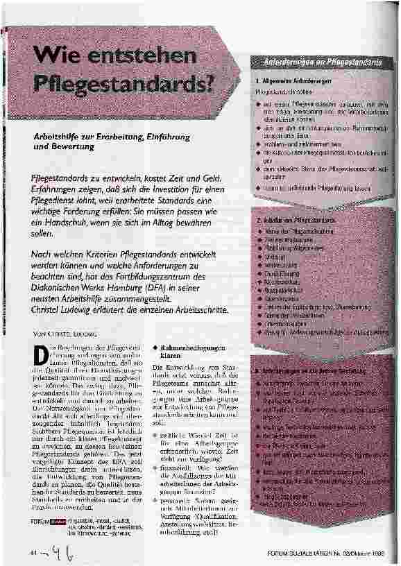 Vorschauseite 1: Wie entstehen Pflegestandards? Arbeitshilfe zur Erarbeitung, Einführung und Berwertung