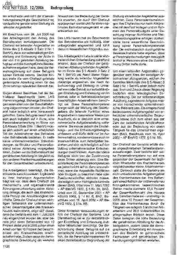 Vorschauseite 2: Chefärzte als leitende Angestellte