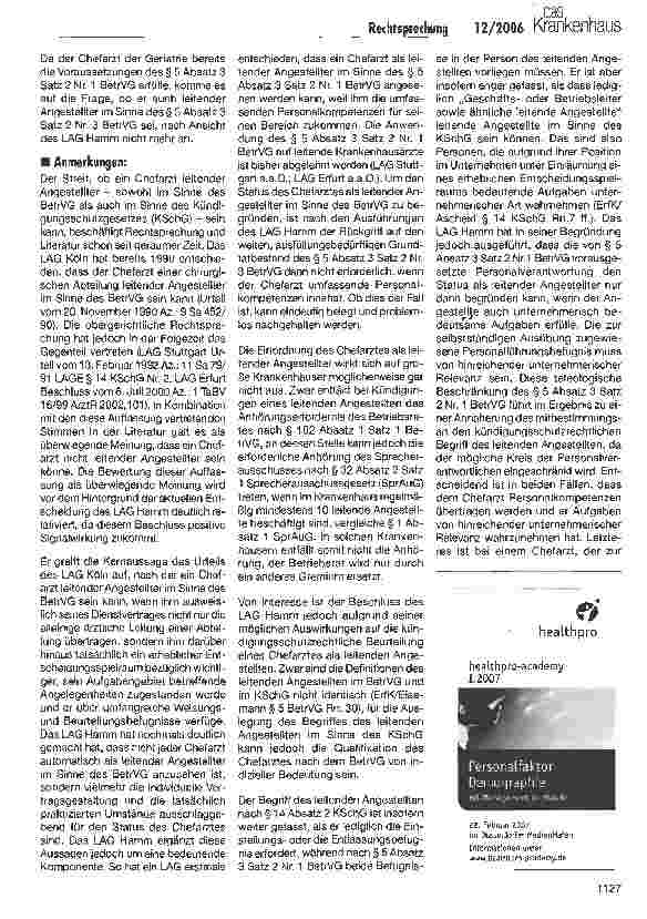 Vorschauseite 3: Chefärzte als leitende Angestellte