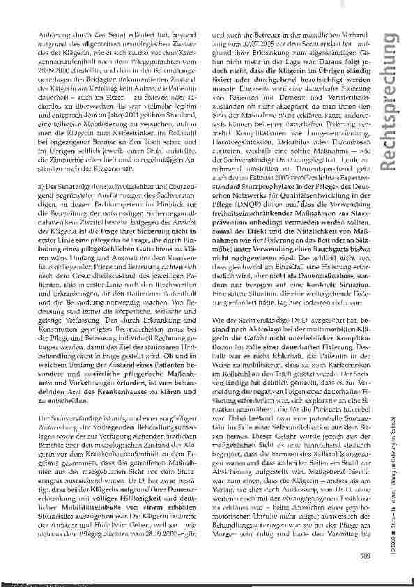 Vorschauseite 3: Sturz - keine Verpflichtung zur Fixierung im Rollstuhl