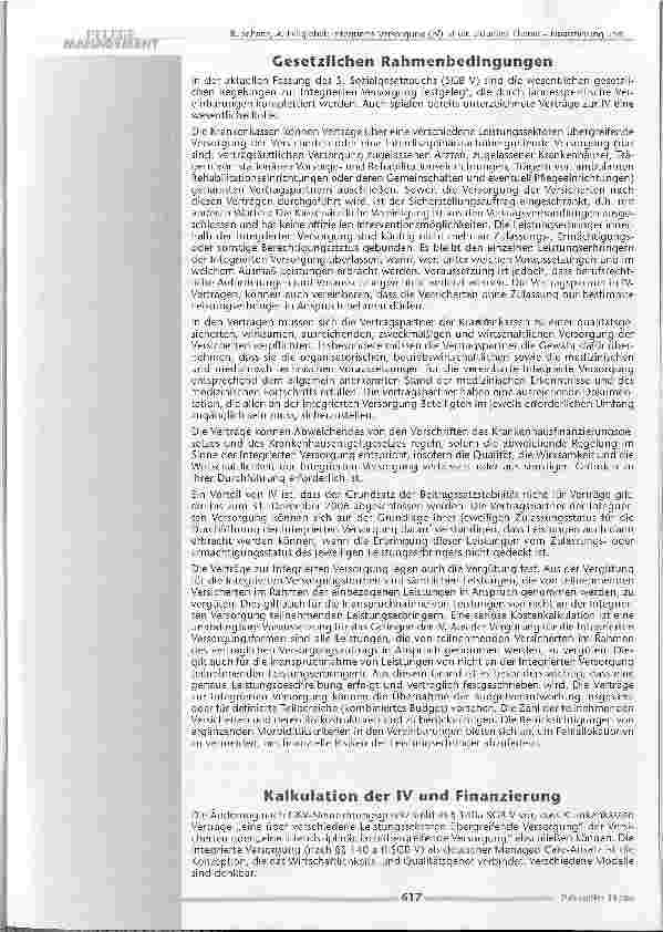 Vorschauseite 3: Integrierte Versorgung (IV) ist ein aktuelles ThemaFinanzierung und Konzeptionierung von IV