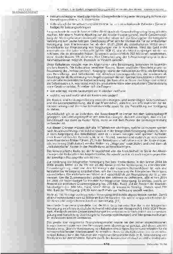 Vorschauseite 4: Integrierte Versorgung (IV) ist ein aktuelles ThemaFinanzierung und Konzeptionierung von IV