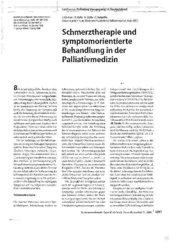 Vorschauseite 1: Schmerztherapie und symptomorientierte Behandlung in der Palliativmedizin